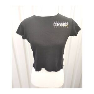 Converse Crop Top Ruffled Sleeve Bottom Rainbow Graphic JR XL